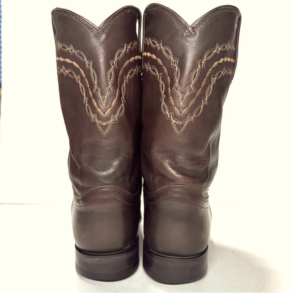 VTG JUSTIN ROPER BROWN CORONA LEATHER ALMOND TOE WESTERN COWBOY BOOTS Sz8.5EE - Picture 5 of 13